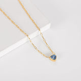 925 Silver 8mm Heart CZ Necklace Colorful Love Zirconia