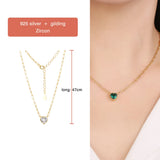 925 Sterling Silver 8mm Colorful CZ Heart Necklace Plated Jewelry