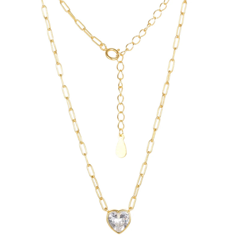 925 Silver 8mm Heart CZ Necklace Colorful Love Zirconia
