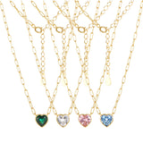 925 Silver 8mm Heart CZ Necklace Colorful Love Zirconia