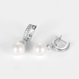Dowi 925 Silver CZ Pearls Drop Earrings Wedding Party Jewelry