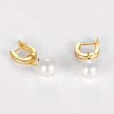 Dowi 925 Silver CZ Pearls Drop Earrings Wedding Party Jewelry