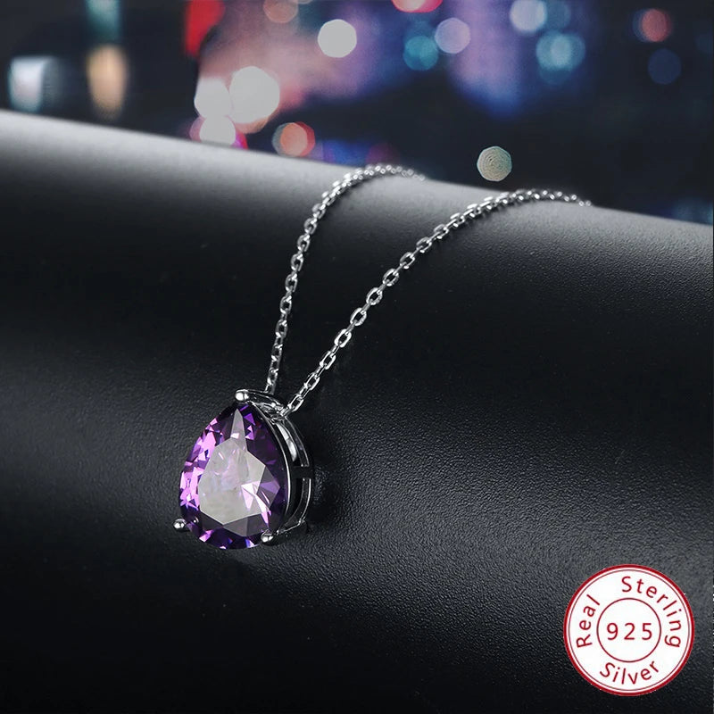 Dowi Amethyst Collar Pendant Necklace for Women December Birthstone