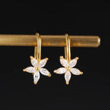 Dowi Silver Crystal Flowers Earrings Ear Cuff