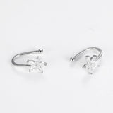 Dowi Silver Crystal Flowers Earrings Ear Cuff