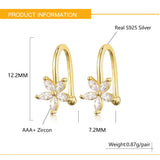 Dowi Silver Crystal Flowers Earrings Ear Cuff