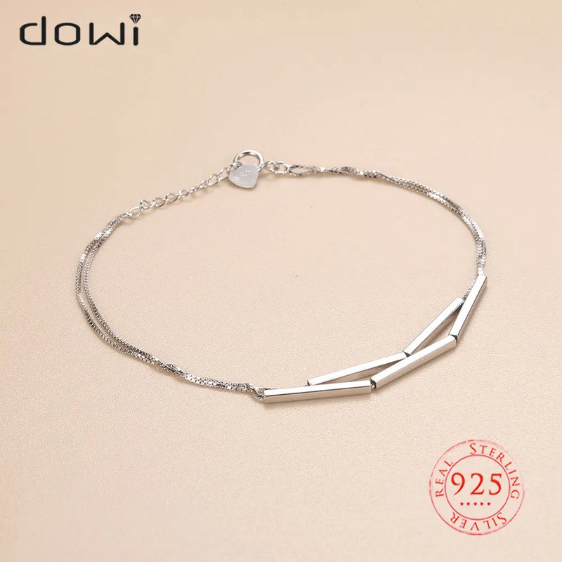 Dowi Pure 925 Silver Double Layer Bracelet for Women