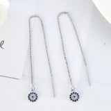 925 Silver Evil Eyes Pendant Earrings Zircon Tassel Women Jewelry