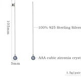 925 Silver Evil Eyes Pendant Earrings Zircon Tassel Women Jewelry