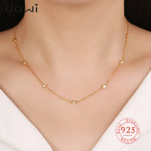 Dowi S925 Sterling Silver Zircon Boho Necklace for Women