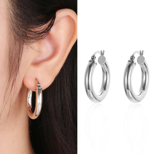 Dowi Silver Hoop Earrings 925 Smooth Circle Big Hoop Earrings for Women