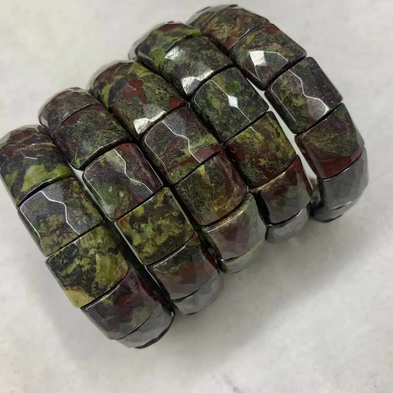 Dragon Bloodstone Beads Bracelet Natural Gemstone Jewelry Bangle