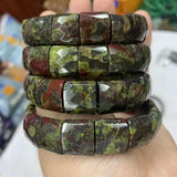 Dragon Bloodstone Beads Bracelet Natural Gemstone Bangle Gift