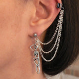 Dragon Ear-chains Ear Cuff Silver-plated Chains and Stud Earring