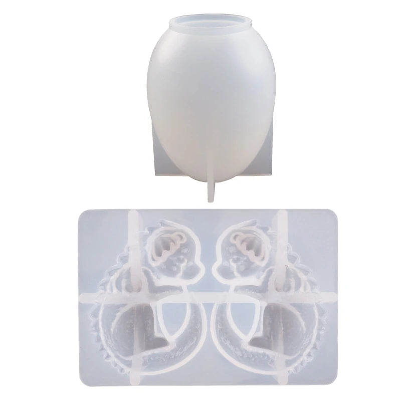 Dragon Egg Night Light Resin Mold Set with Wooden Base Lamp