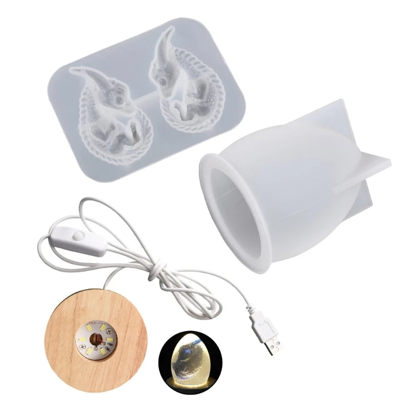 Dragon Egg Resin Mold Set Home Decor DIY Art Table Lamp