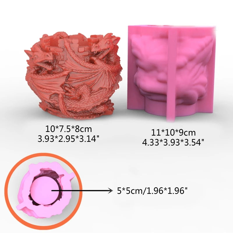 Dragon Gypsum Flower Pot Silicone Mold