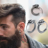 Dragon Hoop Earrings, Huggie Gothic Jewelry, Mens Hoops