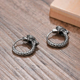 Dragon Hoop Earrings, Huggie Gothic Jewelry, Mens Hoops