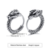 Dragon Hoop Earrings, Huggie Gothic Jewelry, Mens Hoops
