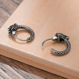 Dragon Hoop Earrings, Huggie Gothic Jewelry, Mens Hoops