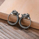 Dragon Hoop Earrings, Huggie Gothic Jewelry, Mens Hoops