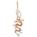 Dragon Keychain Year Gift Charm Red Pendant Metal Rhinestone Keychains