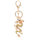 Dragon Keychain Year Gift Charm Red Pendant Metal Rhinestone Keychains