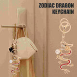 Dragon Keychain Year Gift Charm Red Pendant Metal Rhinestone Keychains