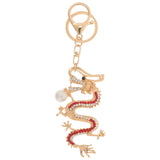 Dragon Keychain Year Gift Charm Red Pendant Metal Rhinestone Keychains