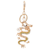 Dragon Keychain Year Gift Charm Red Pendant Metal Rhinestone Keychains