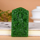 Green Jade Guanyin Pendant Necklace Double-sided Carved Jewelry