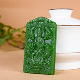 Green Jade Guanyin Pendant Necklace Double-sided Carved Jewelry