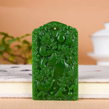 Green Jade Guanyin Pendant Necklace Double-sided Carved Jewelry