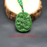 Green Jade Mouse Pendant Necklace Chinese Hand-Carved Charm Jewelry Amulet
