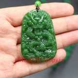 Green Jade Dragon Pendant Necklace Chinese Hand-Carved Charm Jadeite Amulet