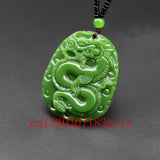 Natural Green Jade Pendant Necklace Chinese Hand-Carved Charm Jadeite Jewelry