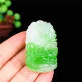 Dragon Green Jade Pendant Necklace Chinese Hand-Carved Charm Amulet
