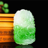 Dragon Green Jade Pendant Necklace Chinese Hand-Carved Charm Amulet