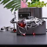Dragon Necklace Austrian Crystal Heart Pendant Vintage Jewelry