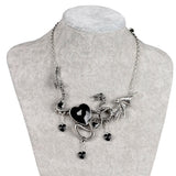 Dragon Necklace Austrian Crystal Heart Pendant Vintage Jewelry