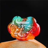 Dragon Phoenix Jade Pendant Necklace Chinese Hand-Carved Natural Charm Jewelry