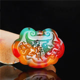 Dragon Phoenix Jade Pendant Necklace Chinese Hand-Carved Natural Charm Jewelry