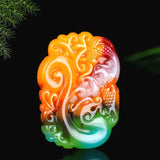 Dragon Phoenix Jade Pendant Necklace Natural Charm Jewelry Men Women Lucky Gift