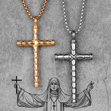 Dragon Scale Cross Long Men Necklace Pendants Chain Stainless Steel Jewelry