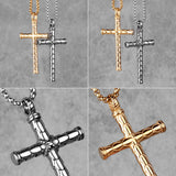 Dragon Scale Cross Long Men Necklace Pendants Chain Stainless Steel Jewelry