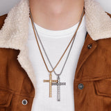 Dragon Scale Cross Long Men Necklace Pendants Chain Stainless Steel Jewelry