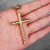 Dragon Scale Cross Long Men Necklace Pendants Chain Stainless Steel Jewelry