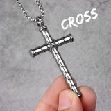Dragon Scale Cross Long Men Necklace Pendants Chain Stainless Steel Jewelry