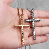 Dragon Scale Cross Long Men Necklace Pendants Chain Stainless Steel Jewelry